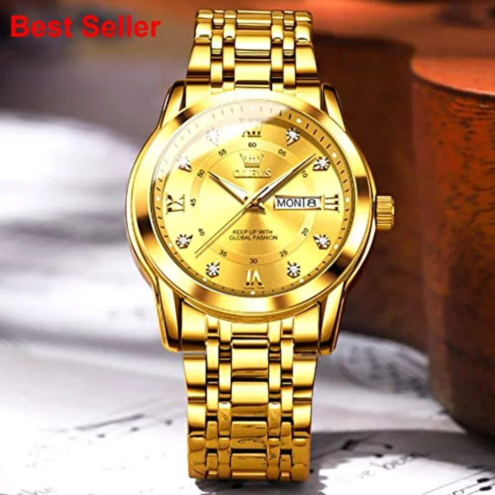 Stainless Steel Men's Watch with Date, Luminous, Waterproof